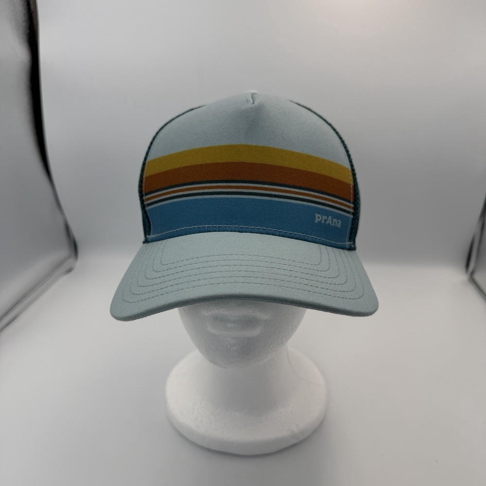 prAna Blue Striped Trucker Hat Unisex Snapback Cap